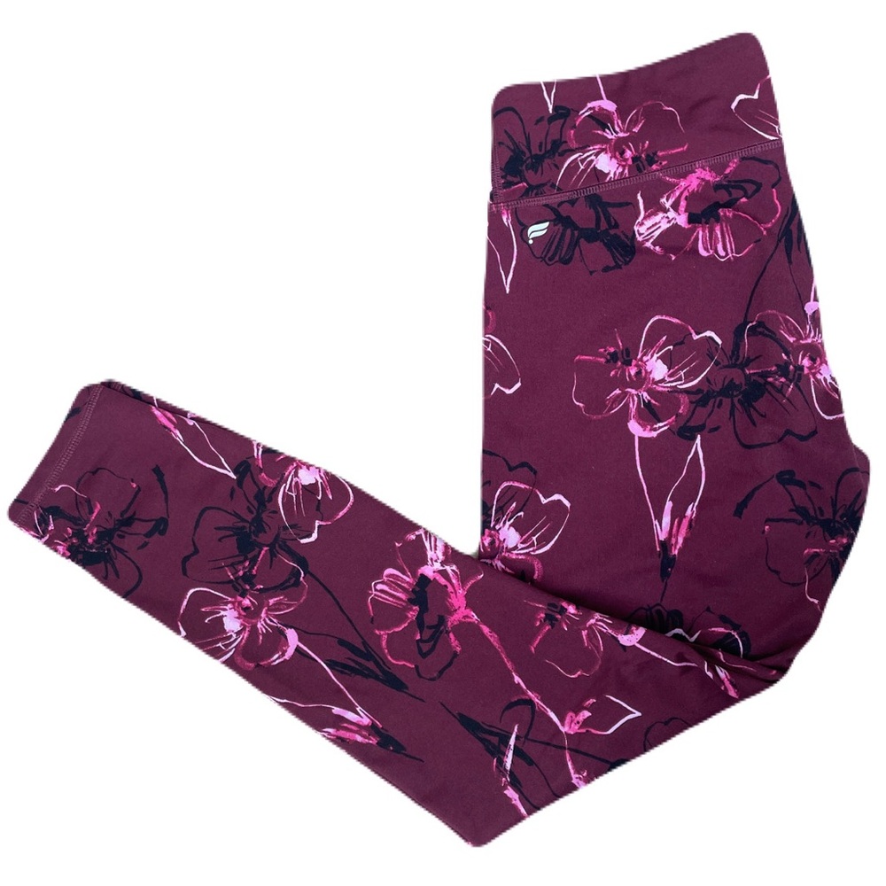 Fabletics Floral Leggings in Pink Mauve Magenta